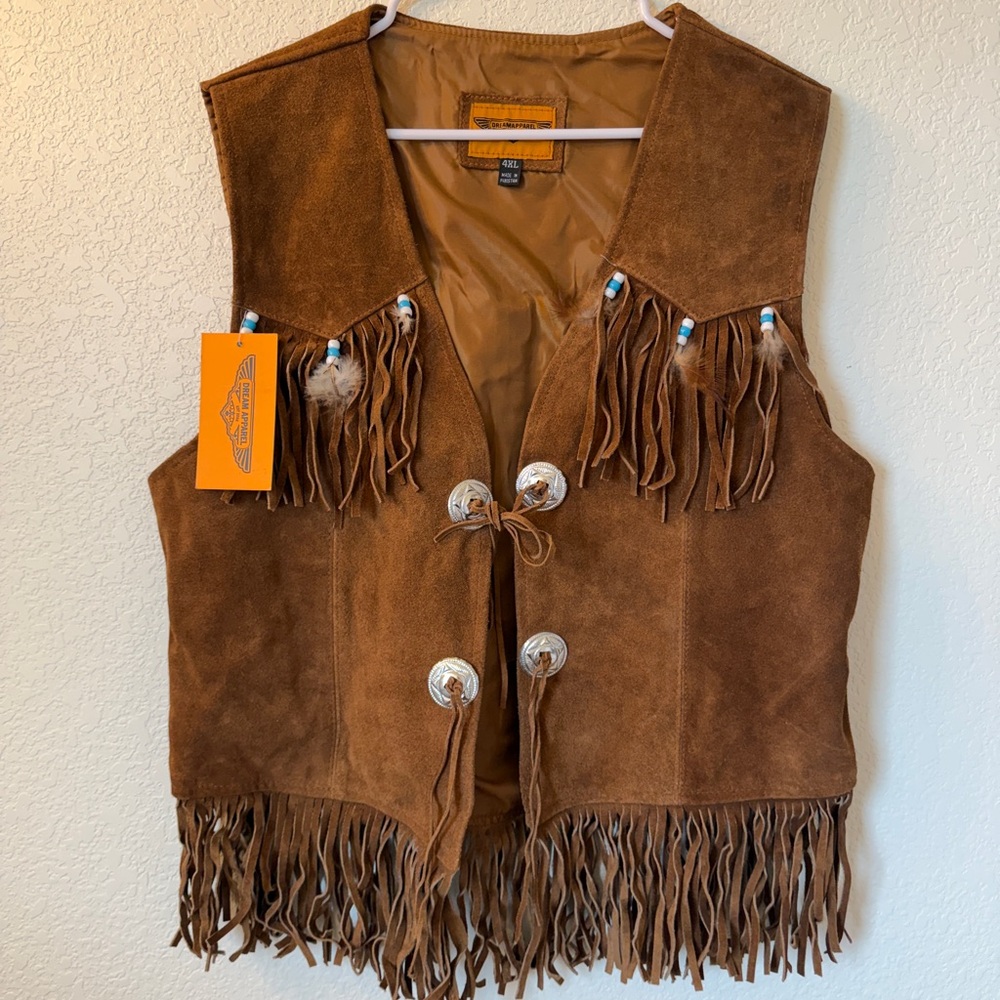 Brand New Brown Suede Fringe Vest Dreamapparel